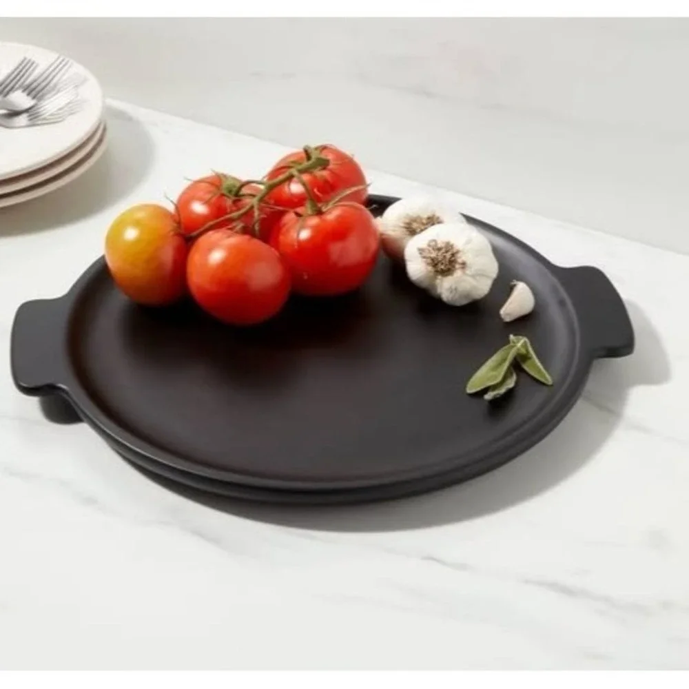 Threshold Black Varnished Acacia Eastport Modern Serving Tray  (15